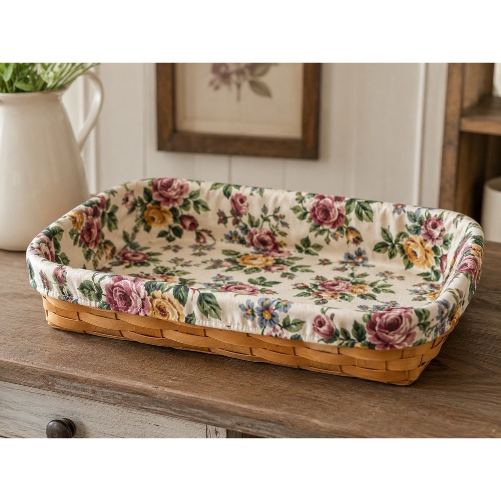 Longaberger Serving Tray Liner Only‎ Garden Splendor 203541 White Floral